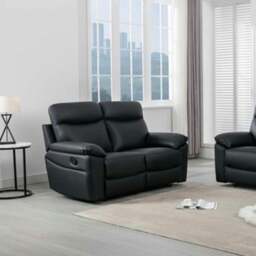 Rackhams Austin Genuine Leather Reclining Sofa Suite 3 + 2 - Taupe Grey - thumbnail 3