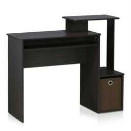 Rackhams Econ Multipurpose Home Office Computer Writing Desk w/Bin, Dark Walnut - Modern Desk Designed for Contemporary Interiors - 12095DWN - thumbnail 3
