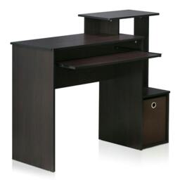 Rackhams Econ Multipurpose Home Office Computer Writing Desk w/Bin, Dark Walnut - Modern Desk Designed for Contemporary Interiors - 12095DWN - thumbnail 4