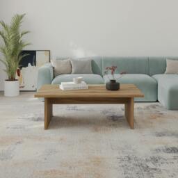 Rackhams Modern Scandi Design 120cm Rectangular Coffee Table with Soft Corner Edges, Flat-Panel Legs, Living Room, Natural Oak - Whiskey Oak - thumbnail 4