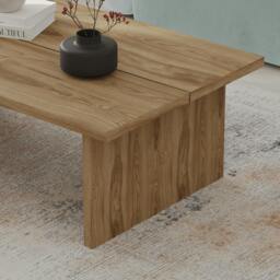 Rackhams Modern Scandi Design 120cm Rectangular Coffee Table with Soft Corner Edges, Flat-Panel Legs, Living Room, Natural Oak - Whiskey Oak - thumbnail 5