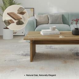 Rackhams Modern Scandi Design 120cm Rectangular Coffee Table with Soft Corner Edges, Flat-Panel Legs, Living Room, Natural Oak - Whiskey Oak - thumbnail 6