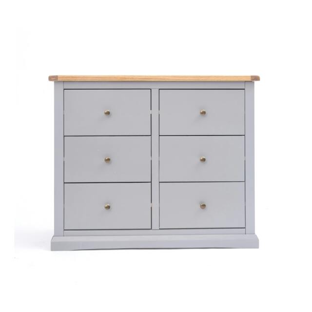 Rackhams Rocca 6 Drawer Chest of Drawers Brass Knob - Grey - image 1