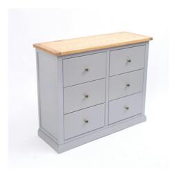 Rackhams Rocca 6 Drawer Chest of Drawers Brass Knob - Grey - thumbnail 3