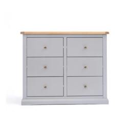 Rackhams Rocca 6 Drawer Chest of Drawers Brass Knob - Grey - thumbnail 1