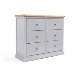 Rackhams Rocca 6 Drawer Chest of Drawers Brass Knob - Grey - thumbnail 2