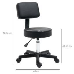 Rackhams Swivel Salon Chair w/ Padded Seat Back 5 Wheels Adjustable Height Salon Hairdressers Tattoo Spa Rolling Black - thumbnail 3
