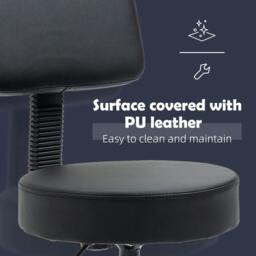 Rackhams Swivel Salon Chair w/ Padded Seat Back 5 Wheels Adjustable Height Salon Hairdressers Tattoo Spa Rolling Black - thumbnail 4