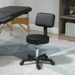 Rackhams Swivel Salon Chair w/ Padded Seat Back 5 Wheels Adjustable Height Salon Hairdressers Tattoo Spa Rolling Black - thumbnail 2
