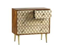 Rackhams Camille Retro 4 Drawer Chest - Wood - 85CM X 40CM X 80CM  (LXDXH) - Chest of Drawer - thumbnail 2
