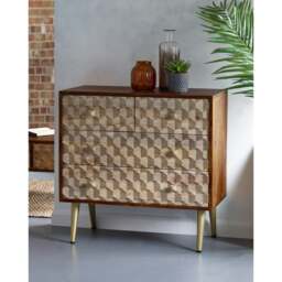 Rackhams Camille Retro 4 Drawer Chest - Wood - 85CM X 40CM X 80CM  (LXDXH) - Chest of Drawer - thumbnail 1