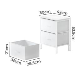Rackhams Bedside Table 2 Fabric Drawer Nightstand Shelf Storage Furniture Cabinet - thumbnail 3