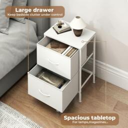 Rackhams Bedside Table 2 Fabric Drawer Nightstand Shelf Storage Furniture Cabinet - thumbnail 5