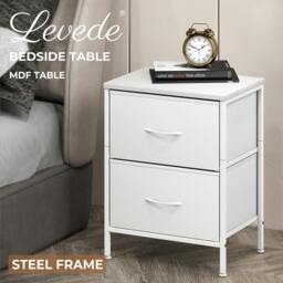 Rackhams Bedside Table 2 Fabric Drawer Nightstand Shelf Storage Furniture Cabinet - thumbnail 2