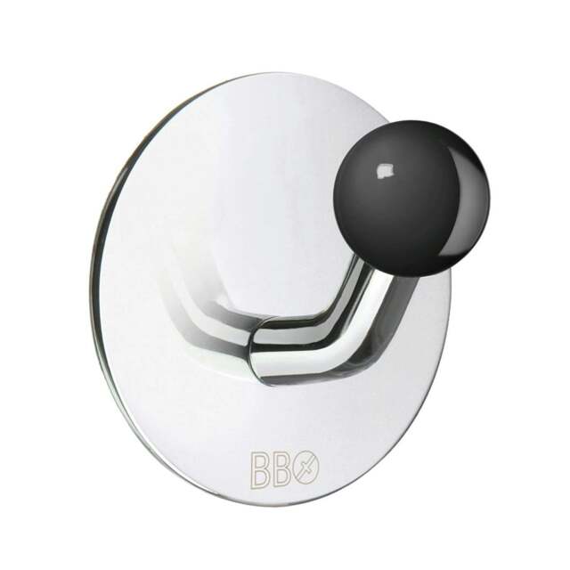 Rackhams Chrome Stainless Steel Single Towel Hook (48 x 48mm) Self Adhesive Bathroom Wall Mounted