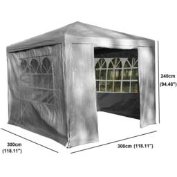 Rackhams Grey Gazebo Marquee Awning Beach Party Camping Tent Canopy 3 x 3m - Grey - thumbnail 2