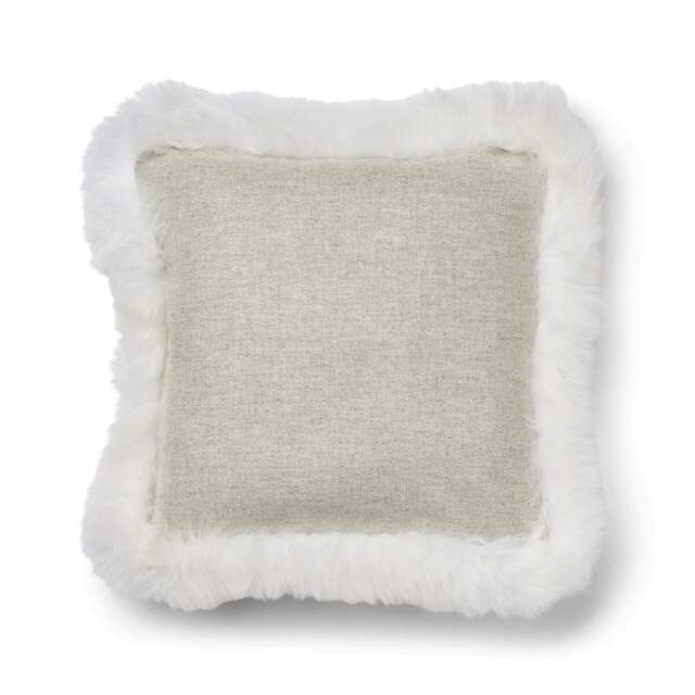 Rackhams Wool Cushion - Long Wool Trim - 52x52 cm - Silver/Ivory - 52x52 cm - image 1