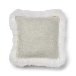 Rackhams Wool Cushion - Long Wool Trim  - 52x52 cm - Silver/Ivory - 52x52 cm