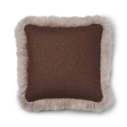 Rackhams Wool Cushion - Long Wool Trim  - 52x52 cm - Silver/Ivory - 52x52 cm - thumbnail 5