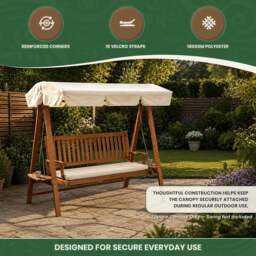 Rackhams Spare Canopy for 2 Seater Garden Swing Seat or Hammock in Choice of Colours, 180gsm Polyester Shower-Proof Replacement Cover - Green - thumbnail 5