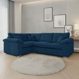 Rackhams Delta Full Jumbo Cord 4 Seater Corner Sofa - Marine Blue - Left Hand Facing - thumbnail 1