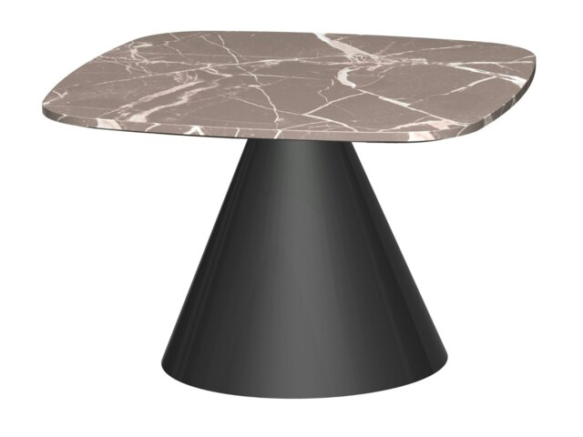 Rackhams Oscar Square Side Tables - Black Matt Powder - Brown Marble - image 1