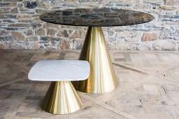 Rackhams Oscar Square Side Tables - Black Matt Powder - Brown Marble - thumbnail 5