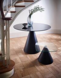 Rackhams Oscar Square Side Tables - Black Matt Powder - Brown Marble - thumbnail 4