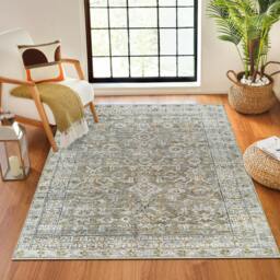 Rackhams Becki Owens Darling-Washable Brown Green Traditional Vintage Boho Rug - 200 x 275 cm - thumbnail 1