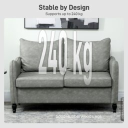 Rackhams Two-Seater Sofa, Modern Small Sofa with Solid Wood Legs, Grey - Grey - thumbnail 6