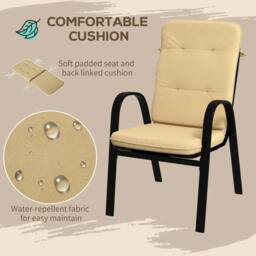 Rackhams 5 Pieces Outdoor Square Garden Dining Set w/ Tempered Glass Dining Table 4 Cushioned Armchairs, Umbrella Hole, Beige - thumbnail 5