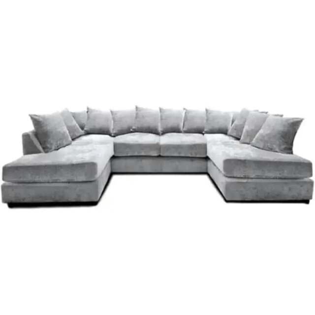 Rackhams Ashton Chenille 6 Seater Scatter Back U Shaped Corner Sofa - Silver - image 1