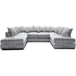 Rackhams Ashton Chenille 6 Seater Scatter Back U Shaped Corner Sofa - Silver - thumbnail 1