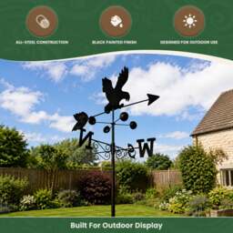 Rackhams Eagle Weathervane, All-Steel Black Painted Weather Vane With Wall Fixings and 1.7m Ground Spike, Wind Speed Cups - thumbnail 5