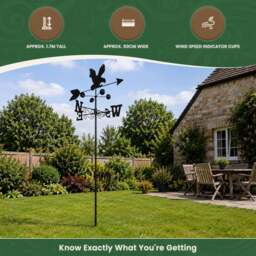 Rackhams Eagle Weathervane, All-Steel Black Painted Weather Vane With Wall Fixings and 1.7m Ground Spike, Wind Speed Cups - thumbnail 6