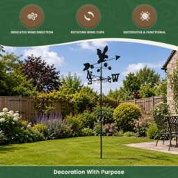 Rackhams Eagle Weathervane, All-Steel Black Painted Weather Vane With Wall Fixings and 1.7m Ground Spike, Wind Speed Cups - thumbnail 3