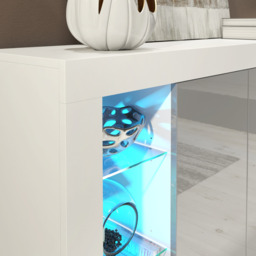 Rackhams Exclusive 164cm Cabinet Cupboard Sideboard TV Unit High Gloss Grey Doors & Free LED - 164 cm - White Matt Body & Grey Gloss Doors - Sideboard - thumbnail 5