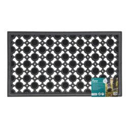 Rackhams Elipses Heavy Duty Rubber Entrance Floor Door Mat, 40x70cm, Circles, Black