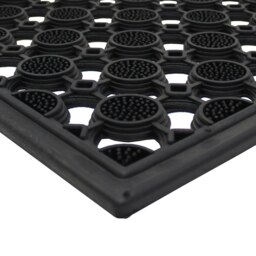 Rackhams Elipses Heavy Duty Rubber Entrance Floor Door Mat, 40x70cm, Circles, Black - thumbnail 3