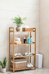 Rackhams 4 Tier Wood Audriel Bookcase - Brown - thumbnail 2