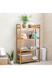 Rackhams 4 Tier Wood Audriel Bookcase - Brown - thumbnail 4