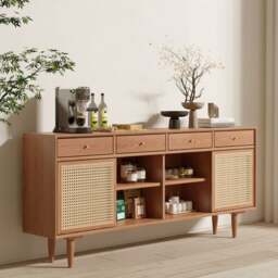Rackhams Bertha Rattan Sideboard with Drawers, Pine Wood - 160cm - thumbnail 2