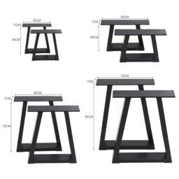 Rackhams 2 Pcs Industrial Metallic Table Legs for Home DIY - L70*W7*H90 - thumbnail 6