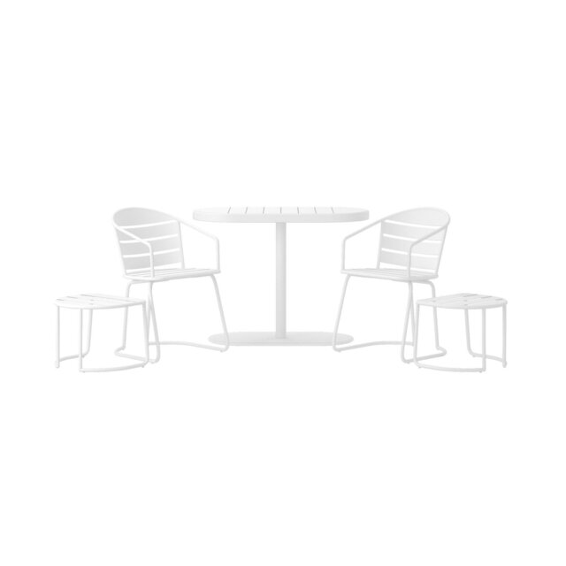 Rackhams Patio Bistro Set with Ottomans Steel White - 5 pieces - image 1