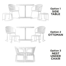 Rackhams Patio Bistro Set with Ottomans Steel White - 5 pieces - thumbnail 3