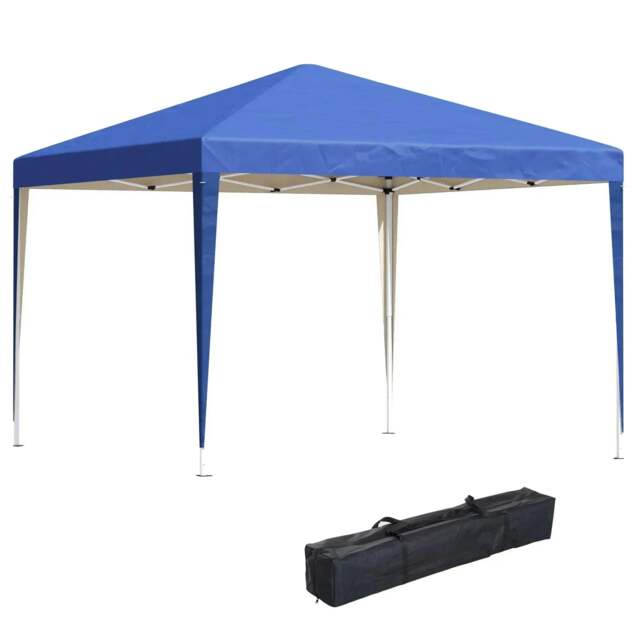 Rackhams 3 x 3M Garden Pop Up Gazebo Height Adjustable Marquee Party Tent Wedding Canopy with Carrying Bag, Blue - image 1