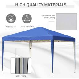 Rackhams 3 x 3M Garden Pop Up Gazebo Height Adjustable Marquee Party Tent Wedding Canopy with Carrying Bag, Blue - thumbnail 4
