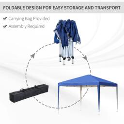Rackhams 3 x 3M Garden Pop Up Gazebo Height Adjustable Marquee Party Tent Wedding Canopy with Carrying Bag, Blue - thumbnail 5