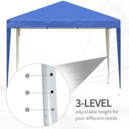 Rackhams 3 x 3M Garden Pop Up Gazebo Height Adjustable Marquee Party Tent Wedding Canopy with Carrying Bag, Blue - thumbnail 6