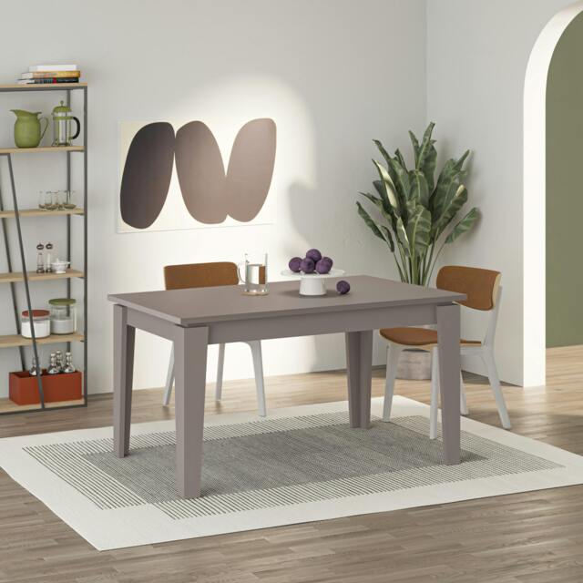 Rackhams Tolmen Dining Table Rectangular Extendable Table Up to 6 Seater Contemporary Kitchen Table 140Wcm Living Room, Mocha Grey - Mocha Grey - image 1
